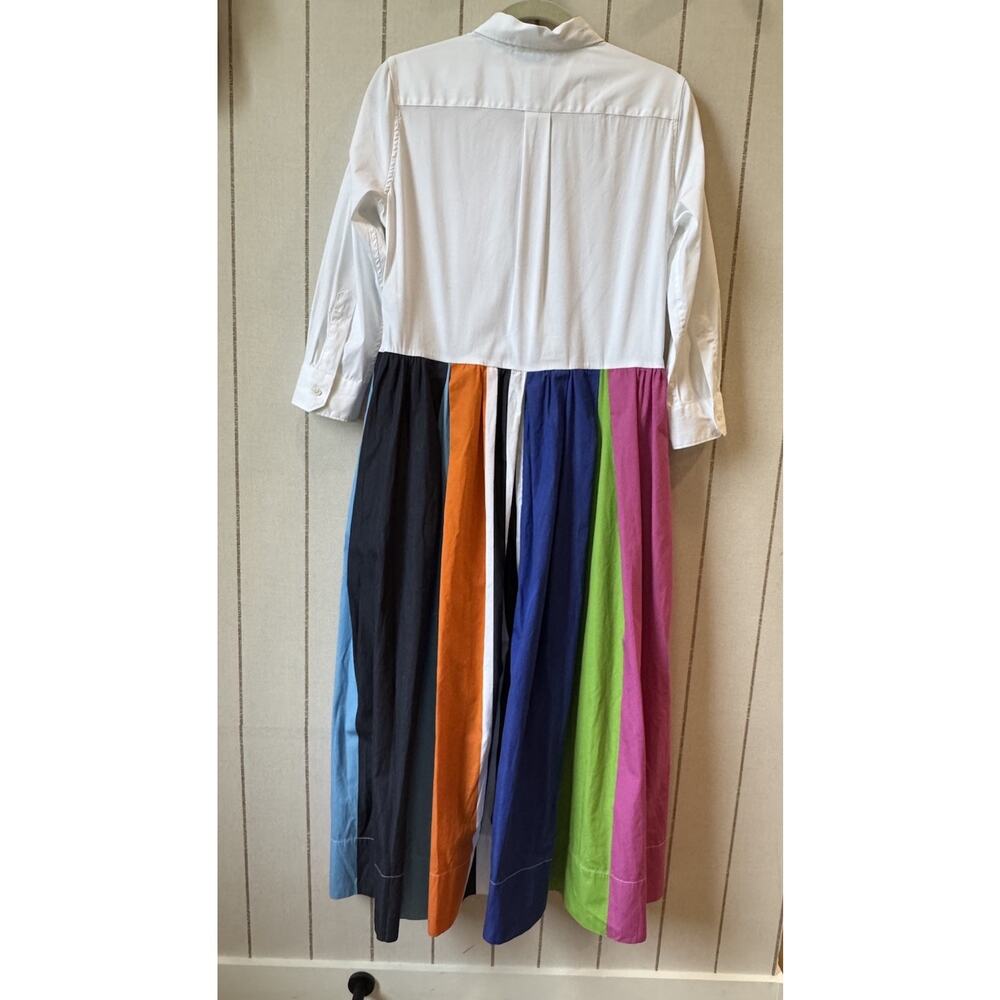 Sara Roka Elenat 85 Midi Wrap Poplin Dress 44 Us Medium Stripe Colorful A Line - Picture 8 of 14